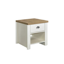 Birlea Highgate 1 Drawer Lamp Table - Cream & Oak - Farmhouse Style