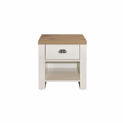Birlea Highgate 1 Drawer Lamp Table - Cream & Oak - Farmhouse Style