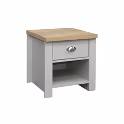 Birlea Highgate 1 Drawer Lamp Table - Grey & Oak - Farmhouse Style