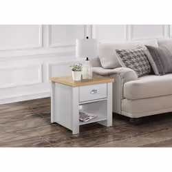 Birlea Highgate 1 Drawer Lamp Table - Grey & Oak - Farmhouse Style - Additional view 5