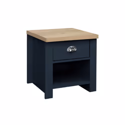 Birlea Highgate 1 Drawer Lamp Table - Navy Blue & Oak - Farmhouse Style