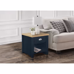 Birlea Highgate 1 Drawer Lamp Table - Navy Blue & Oak - Farmhouse Style - Additional view 5