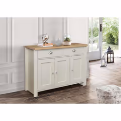 Sideboard Cream & Oak Birlea Highgate 3 Door 2 Drawer Farmhouse Shabby Chic