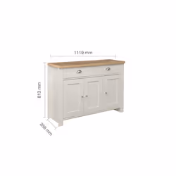 Sideboard Cream & Oak Birlea Highgate 3 Door 2 Drawer Farmhouse Shabby Chic - Additional view 4