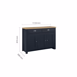 Sideboard Blue & Oak Birlea Highgate 3 Door 2 Drawer Navy Farmhouse Shabby Chic - Additional view 4