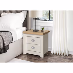 Birlea Highgate 2 Drawer Bedside - Cream & Oak - Farmhouse Style - Additional view 5