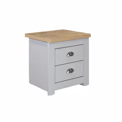 Birlea Highgate 2 Drawer Bedside - Grey & Oak - Farmhouse Style
