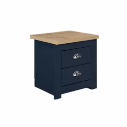 Birlea Highgate 2 Drawer Bedside - Navy Blue & Oak - Farmhouse Style