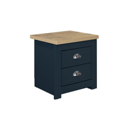 Birlea Highgate 2 Drawer Bedside - Navy Blue & Oak - Farmhouse Style