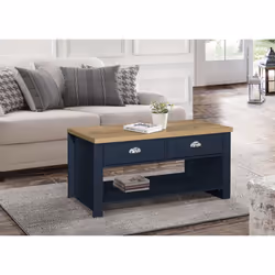 Coffee Table Blue & Oak Birlea Highgate 2 Drawer Navy Farmhouse Shabby Chic