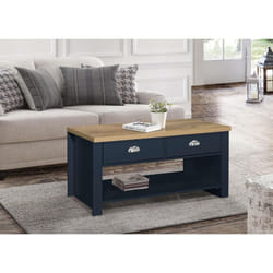 Coffee Table Blue & Oak Birlea Highgate 2 Drawer Navy Farmhouse Shabby Chic