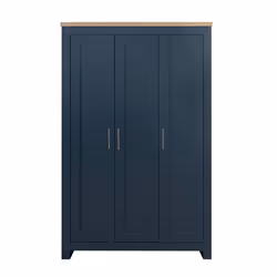 Birlea Highgate 3 Door Wardrobe - Navy Blue & Oak - Farmhouse Style