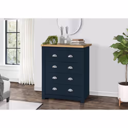 Birlea Highgate 4 Drawer Chest - Navy Blue & Oak - Farmhouse Style - Additional view 5