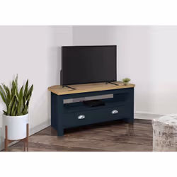 Corner TV Unit Blue Birlea Highgate Entertainment Navy Oak Farmhouse Shabby Chic
