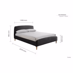 Grey Double Bed Frame Birlea Otley 135cm 4FT6 Fabric Bedstead Charcoal - Additional view 6