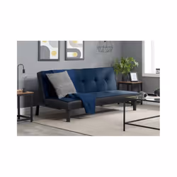Birlea Aurora Click Clack Sofa Bed Futon Black & Denim Blue Fabric