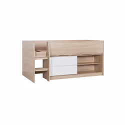 Birlea Leyton High Cabin Bed with Drawers & Shelves- 3ft Single - White & Oak