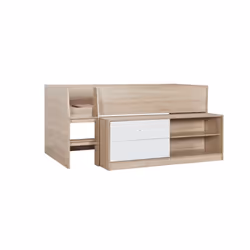 Birlea Leyton High Cabin Bed with Drawers & Shelves- 3ft Single - White & Oak