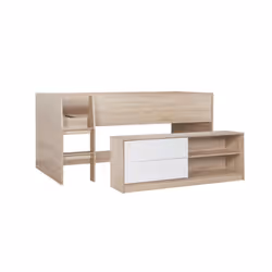 Birlea Leyton High Cabin Bed with Drawers & Shelves- 3ft Single - White & Oak