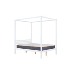 Four Poster Bed Double Birlea Mercia White 4FT6 Solid Pine Frame Canopy