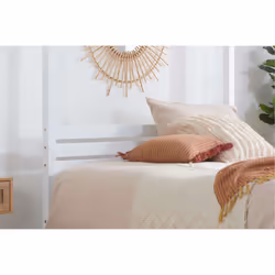 Four Poster Bed Double Birlea Mercia White 4FT6 Solid Pine Frame Canopy