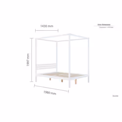 Four Poster Bed Double Birlea Mercia White 4FT6 Solid Pine Frame Canopy - Additional view 5