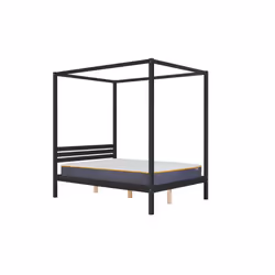 Four Poster Bed Double Birlea Mercia Black 4FT6 Solid Pine Frame Canopy