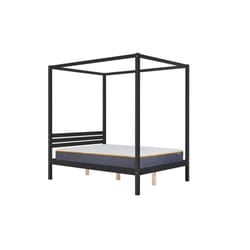 Four Poster Bed Double Birlea Mercia Black 4FT6 Solid Pine Frame Canopy