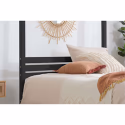 Four Poster Bed Double Birlea Mercia Black 4FT6 Solid Pine Frame Canopy