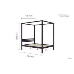 Four Poster Bed Double Birlea Mercia Black 4FT6 Solid Pine Frame Canopy - Additional view 5