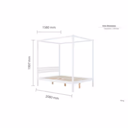 Four Poster Bed King Size Birlea Mercia White 5Ft Solid Pine Frame Canopy - Additional view 5