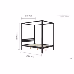 Four Poster Bed King Size Birlea Mercia Black 5Ft Solid Pine Frame Canopy - Additional view 5