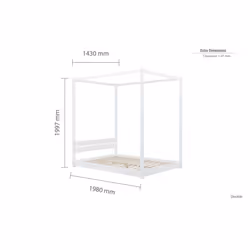 Four Poster Bed Double Birlea Darwin White 4FT6 Solid Pine Frame Canopy - Additional view 5