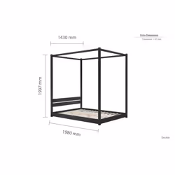 Four Poster Bed Double Birlea Darwin Black 4FT6 Solid Pine Frame Canopy - Additional view 5