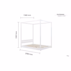 Four Poster Bed King Size Birlea Darwin White 5Ft Solid Pine Frame Canopy - Additional view 5