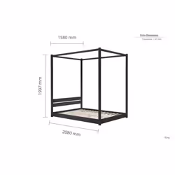 Four Poster Bed King Size Birlea Darwin Black 5Ft Solid Pine Frame Canopy - Additional view 5