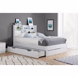 Small Double Drawer Bed Frame White Birlea Alfie 4FT Headboard Storage 120cm