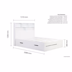 Small Double Drawer Bed Frame White Birlea Alfie 4FT Headboard Storage 120cm - Additional view 7