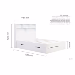 Double Drawer Bed Frame White Birlea Alfie 4FT6 Headboard Storage 135cm - Additional view 7