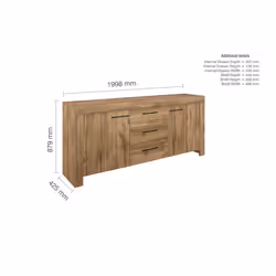 Oak Sideboard New 3 Drawer 2 Door Birlea Compton Storage Cabinet - Additional view 6