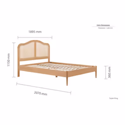 Rattan Super King Size Bed Frame Birlea Leonie 180cm 6FT Oak Bedstead - Additional view 7