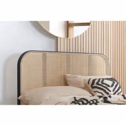 Rattan Double Bed Frame Birlea Margot 135cm 4FT6 Black Bedstead