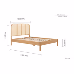 Rattan Super King Size Bed Frame Birlea Margot 180cm 6FT Oak Bedstead - Additional view 7