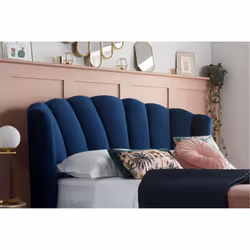 Blue King Size Ottoman Bed Frame 5FT Fabric Storage Bed Birlea Lottie Fan Design - Additional view 3