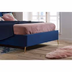 Blue King Size Ottoman Bed Frame 5FT Fabric Storage Bed Birlea Lottie Fan Design - Additional view 6
