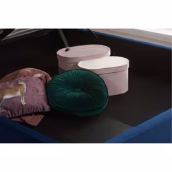 Blue King Size Ottoman Bed Frame 5FT Fabric Storage Bed Birlea Lottie Fan Design - Additional view 8