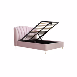 Pink King Size Ottoman Bed Frame 5FT Fabric Storage Bed Birlea Lottie Fan Design