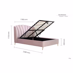 Pink King Size Ottoman Bed Frame 5FT Fabric Storage Bed Birlea Lottie Fan Design - Additional view 11