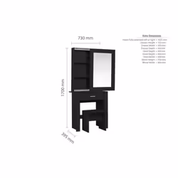 Black Dressing Table with Mirror Birlea Evelyn Sliding Vanity Desk Make Up - Additional view 6