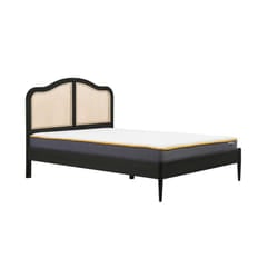 Rattan Double Bed Frame Birlea Leonie 135cm 4FT6 Black Bedstead